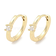 Brass Micro Pave Clear Cubic Zirconia Earrings, for Women, Real 18K Gold Plated, 14x2.5mm(X-EJEW-S228-03G)