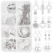 SUNNYCLUE DIY Earrings Making Kits, Including 22Pcs 9 Style Pendants, Alloy Beads, Glass Pearl Beads Strands, Brass Linking Rings, Open Jump Rings & Earring Hooks, Mix Shaped, Platinum, 14~28.5x9~30x0.5~4mm, Hole: 1~2mm(DIY-SC0016-97)