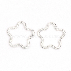Iron Linking Rings, Openable, Textured Star, Silver, 17x17mm(FIND-YW0004-19S)