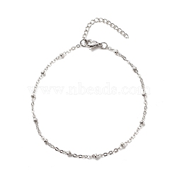 Non-Tarnish 304 Stainless Steel Satellite Chains Anklet for Women, Stainless Steel Color, 9-1/8 inch(23.2cm)(AJEW-AN00501)