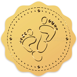 Self Adhesive Gold Foil Embossed Stickers, Medal Decoration Sticker, Footprint Pattern, 5x5cm(DIY-WH0211-134)