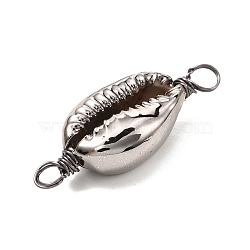 Electroplated Shell Beads Links Connectors, with Eco-Friendly Copper Wire, Gunmetal, 29~31.5x11~12x6~7mm, Hole: 3.5mm(PALLOY-JF01036-01)