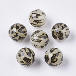 Acrylic Beads, Imitation Leopard Skins, Round, Chocolate, 20mm, Hole: 3mm.(X-OACR-N006-01B)