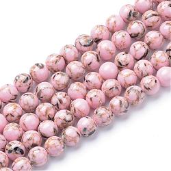 4mm Pink Round Synthetic Turquoise Beads(G-S212-4mm-01)