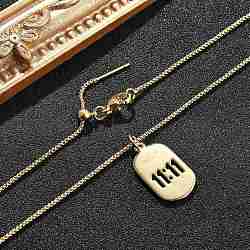 Adjustable Brass Hollow 11:11 Angel Number Oval Pendant Necklaces, Slider Necklaces, Cadmium Free & Lead Free, Long-Lasting Plated, Rack Plating, Real 18K Gold Plated, 19.49 inch(49.5cm)(NJEW-NH0001-06G)