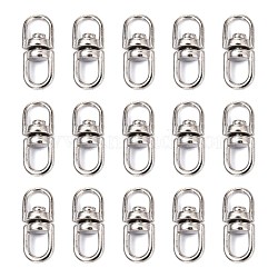 Alloy Double Eye Swivel Clasps, Swivel Snap Hook, Key Clasp Connectors, Platinum, 16x6.5x4.5mm, Hole: 4.5x4mm(PALLOY-E385-14P)