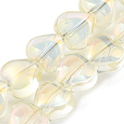 Full Plated Electroplate Transparent Glass Beads Strands, Heart, Light Goldenrod Yellow, 5.5x6x4mm, Hole: 0.9mm, about 110pcs/strand, 23.23 inch(59cm)(EGLA-G037-09A-FR03)