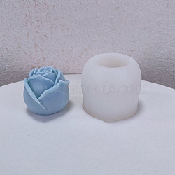 Valentine's Day Theme DIY Candle Food Grade Silicone Molds, Handmade Soap Mold, Mousse Chocolate Cake Mold, Rose, White, 7.5x6.5cm, Inner Diameter: 4.4cm(DIY-C022-03)