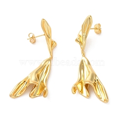 Twist Brass Dangle Stud Earrings, Long-Lasting Plated, Cadmium Free & Lead Free, Real 18K Gold Plated, 62.5x20mm(EJEW-G382-16G)