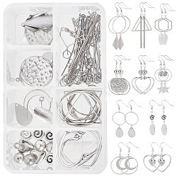 SUNNYCLUE DIY Earrings Making Kits, Including 22Pcs 9 Style Pendants, Alloy Beads, Glass Pearl Beads Strands, Brass Linking Rings, Open Jump Rings & Earring Hooks, Mix Shaped, Platinum, 14~28.5x9~30x0.5~4mm, Hole: 1~2mm(DIY-SC0016-97)