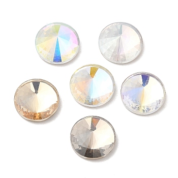 K5 Glass Rhinestone Cabochons, Flat Back & Back Plated, Faceted, Half Round, Mixed Color, 10x4.5mm
