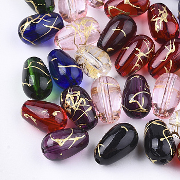 Drawbench Glass Beads, teardrop, Mixed Color, 9x6mm, Hole: 1mm