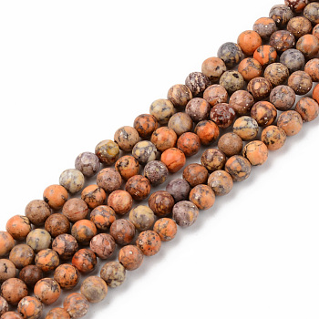 Natural American Turquoise Beads Strands, Dyed & Heated, Round, Dark Orange, 4mm, Hole: 0.8mm, about 84~88pcs/strand, 15 inch(38cm)