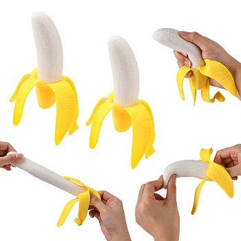 TPR Peeled Banana Stress Toy, Funny Fidget Sensory Toy, for Stress Anxiety Relief, Yellow, 137x31~33x32~34mm
