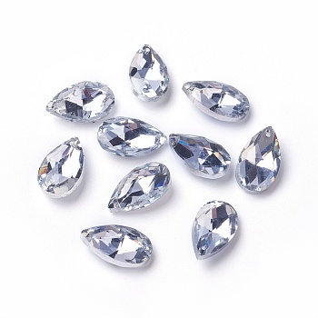 Faceted Glass Pendants, teardrop, Gainsboro, 15x9.5x5.5mm, Hole: 1mm
