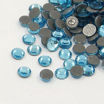 Glass Hotfix Rhinestone, Grade AA, Flat Back & Faceted, Half Round, Aquamarine, SS6, 1.9~2.0mm, about 1440pcs/bag