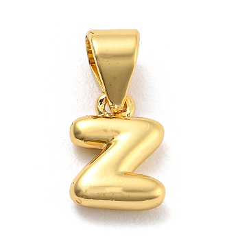 Brass Charms, Real 18K Gold Plated, Long-Lasting Plated, Lead Free & Cadmium Free, Letter Charm, Letter Z, 9x6x2.5mm, Hole: 5x3.5mm