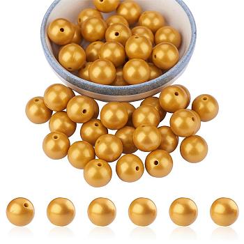 50Pcs Silicone Beads Round Rubber Beads 15MM Loose Spacer Beads for DIY Supplies Jewelry Keychain Making, Gold, 15mm, Hole: 1.8mm