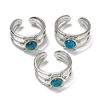 Natural Apatite Adjustable Rings, with Platinum Brass Findings, Long-Lasting Plated, Jewely for Women, Adjustable