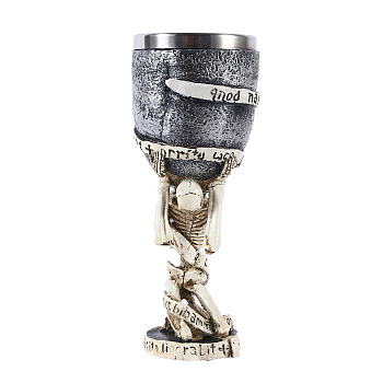 Halloween Stainless Steel 3D Skull Mug, Resin Skeleton Cup, for Home Decorations Birthday Gift, Beige, 70x195mm