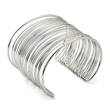 304 Stainless Steel Multi Line Cuff Bangles(BJEW-E079-01P)-3