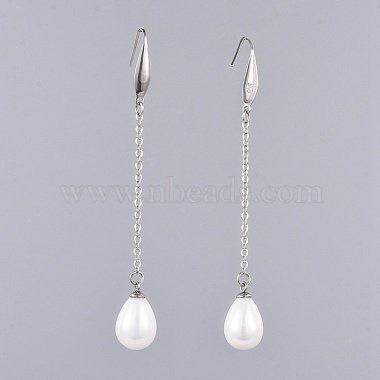 Shell Pearl Dangle Earrings(EJEW-JE03498)-2