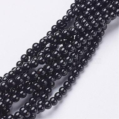 20mm Black Round Black Agate Beads
