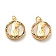 Brass Cubic Zirconia  with Shell Pendants(KK-Z027-10G)-1