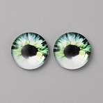 Glass Cabochons, Half Round/Dome with Eye Pattern, Light Green, 18x5.5mm(GLAA-WH0033-75E-03)