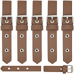 6 Pairs PU Leather Sew-On Toggle Buckles, with Alloy Clasps for DIY Coat Jacket Making, Platinum, Dark Khaki, 140x20x3mm(DIY-GF0012-87A)