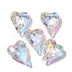 AB Color Plated Glass Pendants, Heart Charm, Faceted, Clear AB, 26.5x21.5x8mm, Hole: 1.6mm(GLAA-I057-27A)