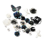 Halo Dyed Resin Acrylic DIY Accessories, Simulation Baroque Style Rose, Mixed Flower, Black, 11.8~34.5x15mm, 50g/bag(FIND-SX0001-327)