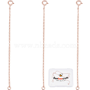 3Pcs 925 Sterling Silver Cable Chain Extender, End Chains with Spring Ring Clasps, with S925 Stamp, Rose Gold, 3-1/4 inch(8.1cm)(BJEW-BBC0003-32B)