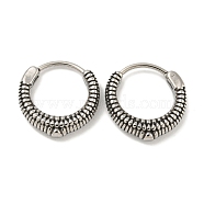 316 Surgical Stainless Steel Hoop Earrings, Groove, Antique Silver, 15x14.5mm(EJEW-D096-09I-AS)