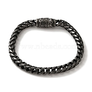 316 Surgical Stainless Steel Wheat Chain Bracelets with Magnetic Clasps, Gunmetal, 8-5/8 inch(21.9cm)(BJEW-Q349-04B)