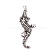 304 Stainless Steel Big Pendants, Gecko Charm, Antique Silver, 73x31x6.5mm, Hole: 9x5mm(STAS-K283-24AS)