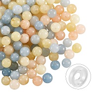 DIY Jewelry Bracelet Making Kits, 200Pcs 6mm Dyed Round Natural White Jade Beads and Flat Elastic Thread, Colorful, 6mm, Hole: 1mm, 200pcs/box(DIY-SZ0003-68P)