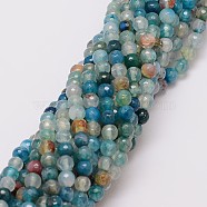 Natural Agate Bead Strands, Dyed, Faceted, Round, Medium Turquoise, 6mm, Hole: 1mm, about 56~58pcs/strand, 14 inch(G-G882-6mm-C02-1)