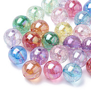 AB-Color Plated Transparent Acrylic Beads with Glitter Powder, Round, Mixed Color, 19~20mm, Hole: 2.5mm(X-TACR-R136-03)