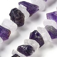 Raw Rough Natural Amethyst & Quartz Crystal Beads Strands, Nuggets, 9~17x7~16x8~14mm, Hole: 0.9mm, about 21~25pcs/strand, 7.09''~7.87''(18~20cm)(G-P528-A12-01)