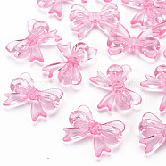 Transparent Acrylic Beads, Bowknot, Pearl Pink, 23x29.5x6mm, Hole: 1.6mm(X-TACR-S154-56B-903)