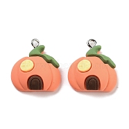 Halloween Theme Opaque Resin Pendants, Halloween Charms, Pumpkin, 22x19x8mm, Hole: 2mm(RESI-N039-89)