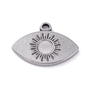 304 Stainless Steel Pendant Cabochons Settings, Eye, Stainless Steel Color, Tray: 1.5mm, 14x20x2mm, Hole: 1.8mm(STAS-P288-21P)