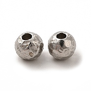 201 Stainless Steel Beads, Textured, Round, Stainless Steel Color, 5mm, Hole: 1.5mm(STAS-M089-14P)
