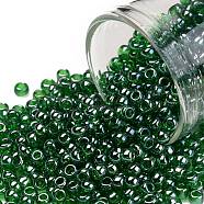 TOHO Round Seed Beads, Japanese Seed Beads, (108B) Transparent Mint Green Luster, 8/0, 3mm, Hole: 1mm, about 10000pcs/pound(SEED-TR08-0108B)