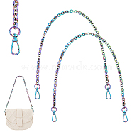 Elite 2Pcs Zinc Alloy Cable Chain Bag Handles, Alloy Swivel Clasp Bag Strap, Rainbow Color, 60cm, Link: 11.5x9x2.5mm(FIND-PH0009-82D)