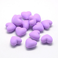 Food Grade Eco-Friendly Silicone Focal Beads, Chewing Beads For Teethers, DIY Nursing Necklaces Making, Heart, Medium Purple, 19x20x12mm, Hole: 2mm(SIL-R003-03)