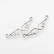 Tibetan Style Alloy Links connectors, Wing, Cadmium Free & Nickel Free & Lead Free, Antique Silver, 31x8x1mm, Hole: 2mm, about 2040pcs/1000g(TIBE-Q077-18AS-NR)