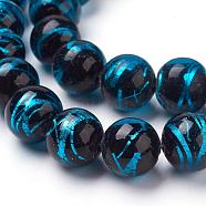 Handmade Silver Foil Lampwork Beads Strands, Round, Dodger Blue, 12mm, Hole: 2mm, 30pcs/strand, 13.58 inch(FOIL-L016-B01)