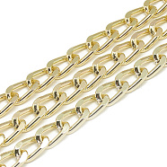 Unwelded Aluminum Curb Chains, Light Gold, 16x9.5x2.3mm(X-CHA-S001-101)